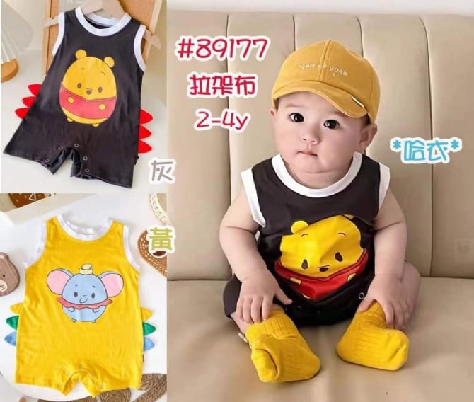 可爱动物无袖平角爬爬衣89177