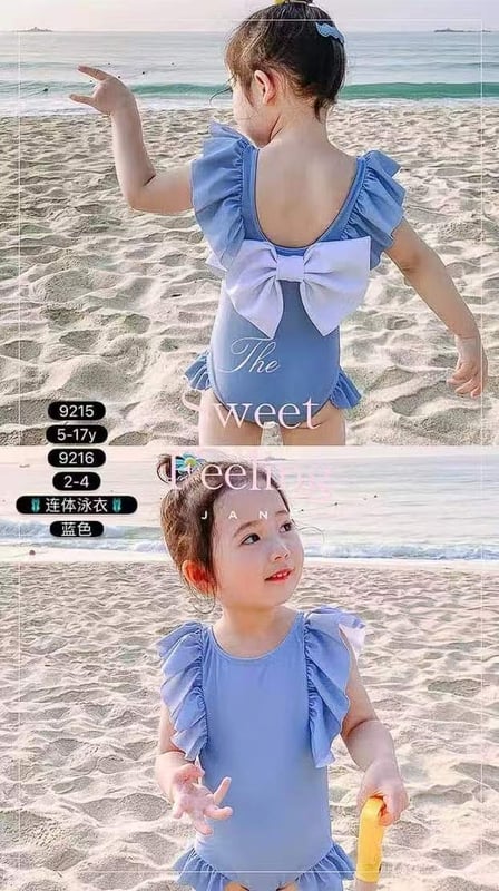 蝴蝶结飞袖泳衣9216