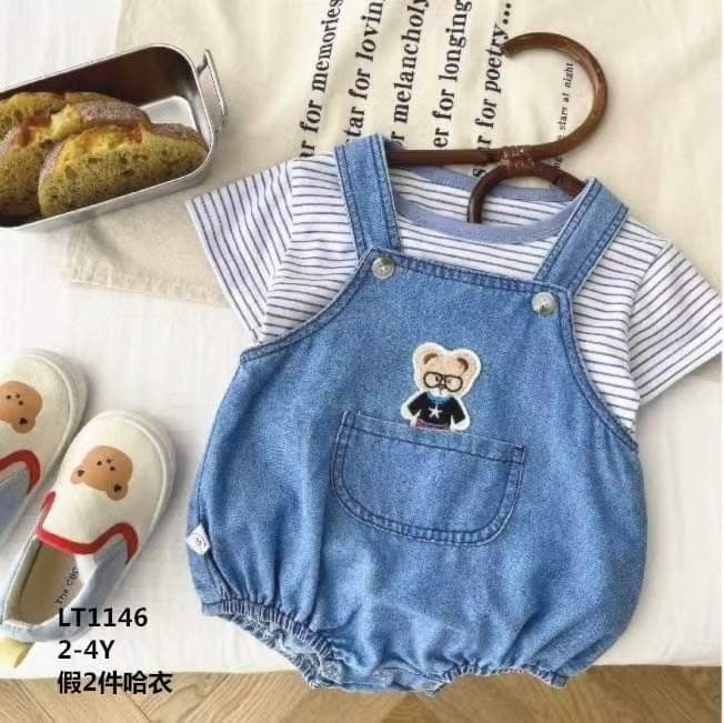 假两式条纹包屁衣1146