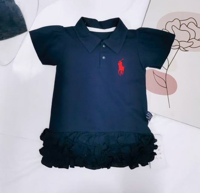 POLO 翻领花边连身裙G4249