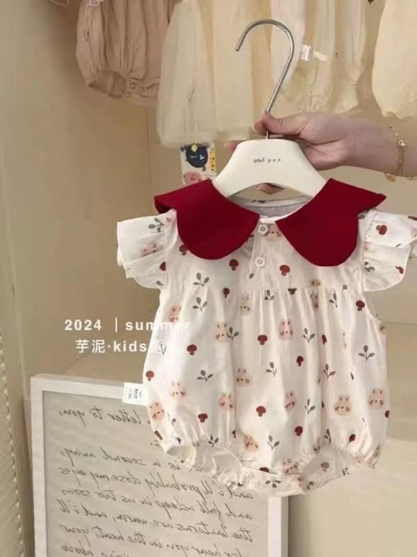 小兔子翻领连体包屁衣8121