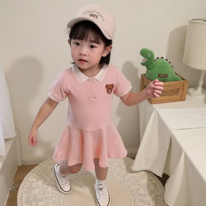可爱小熊翻领连身裙【2331】