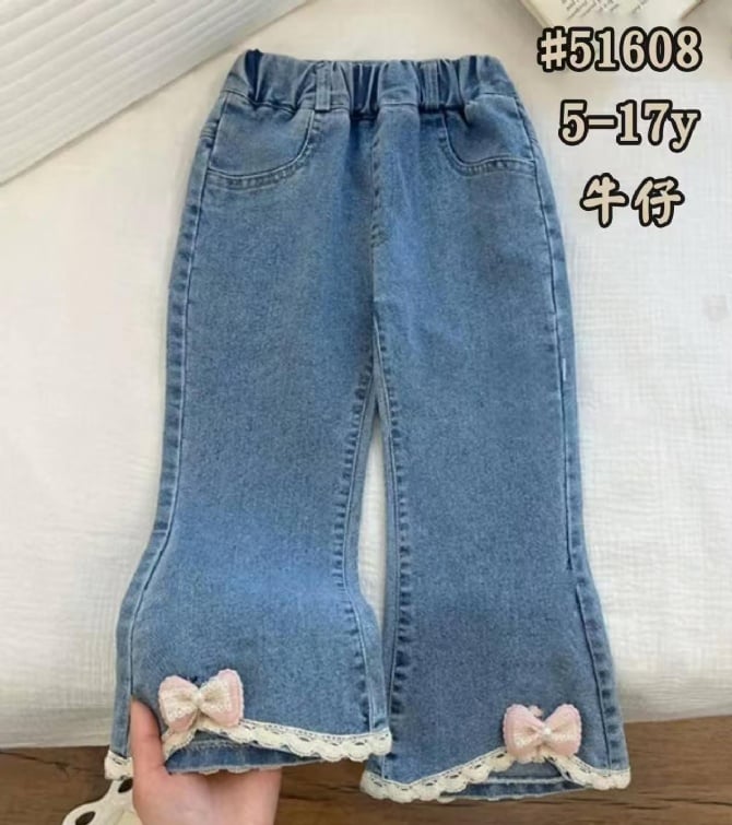 花边小蝴蝶结牛仔长裤51608