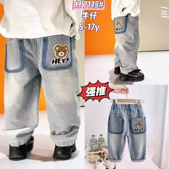 可爱小熊牛仔长裤7115