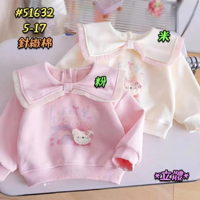 立体卡通花边长袖上衣51632