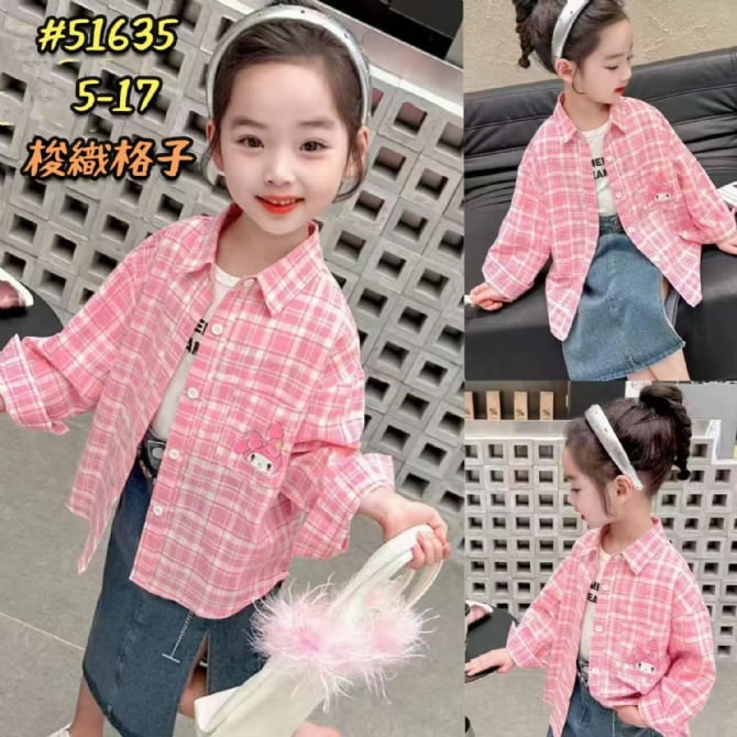 美乐蒂格子翻领长袖衬衫51635
