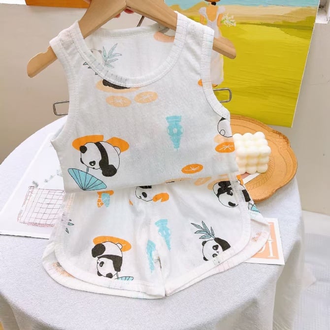 可爱熊猫无袖休闲居家服【4130】