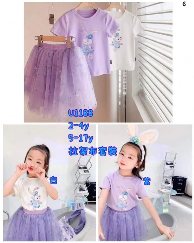 短袖网纱裙套装1188