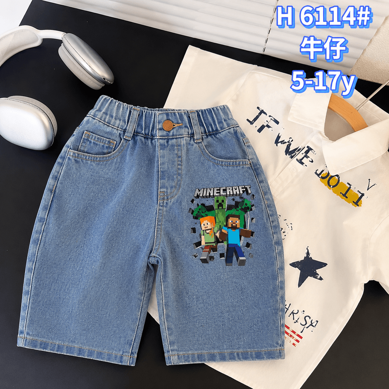 牛仔五分裤6114