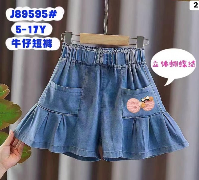 立体蝴蝶结牛仔短裤89595