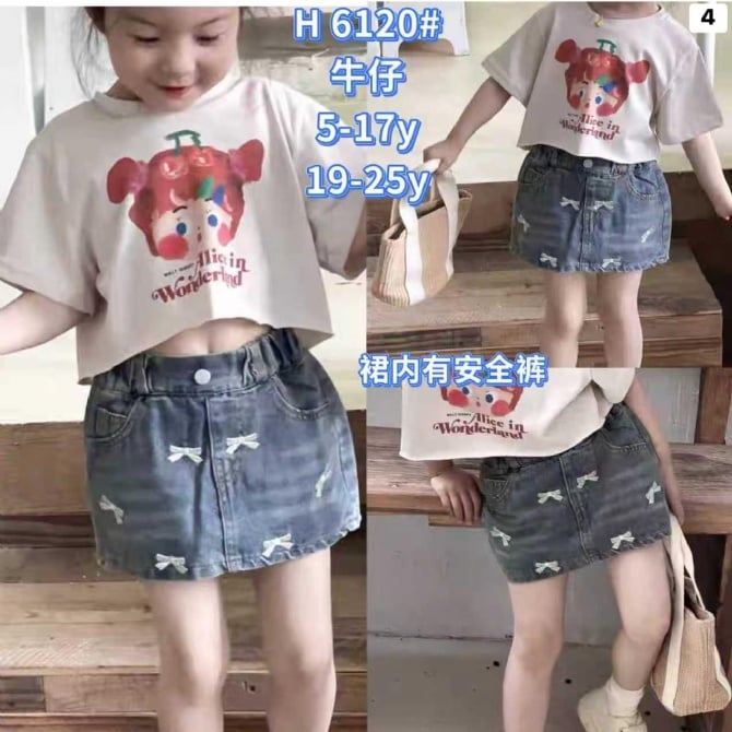 小蝴蝶结牛仔短裤6120