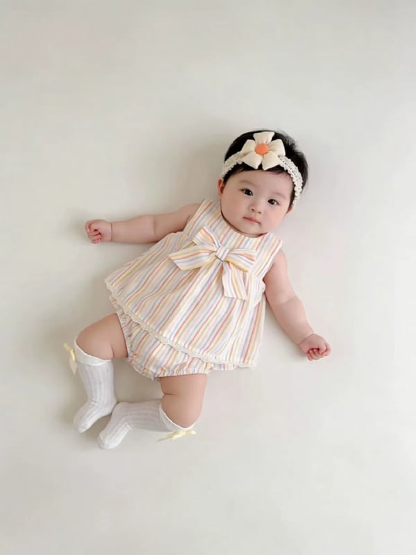 彩色条纹蝴蝶结哈裙【5228】