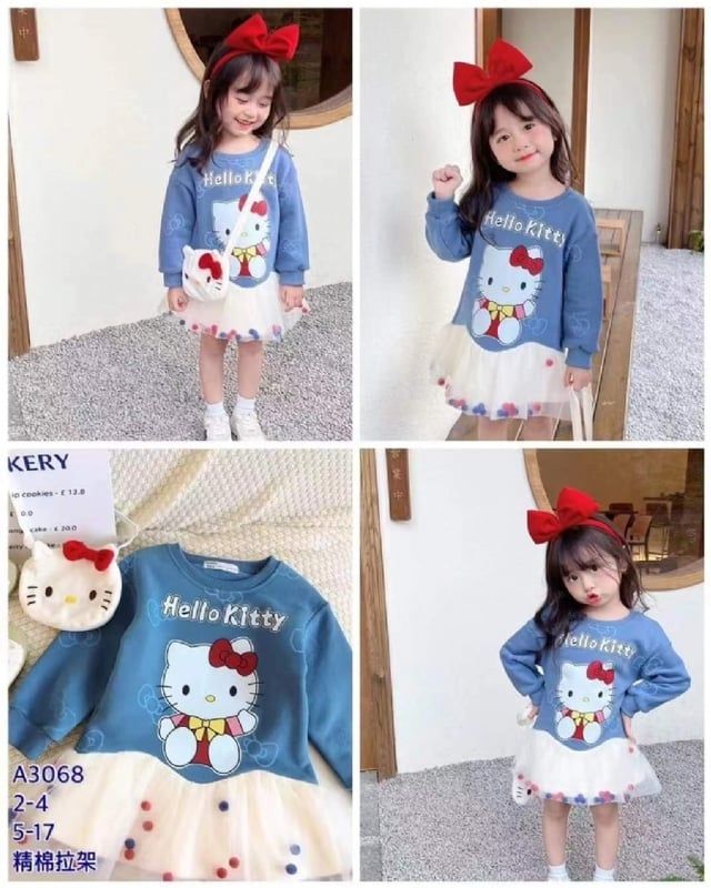 HELLO KITTY长袖网纱连身裙3068