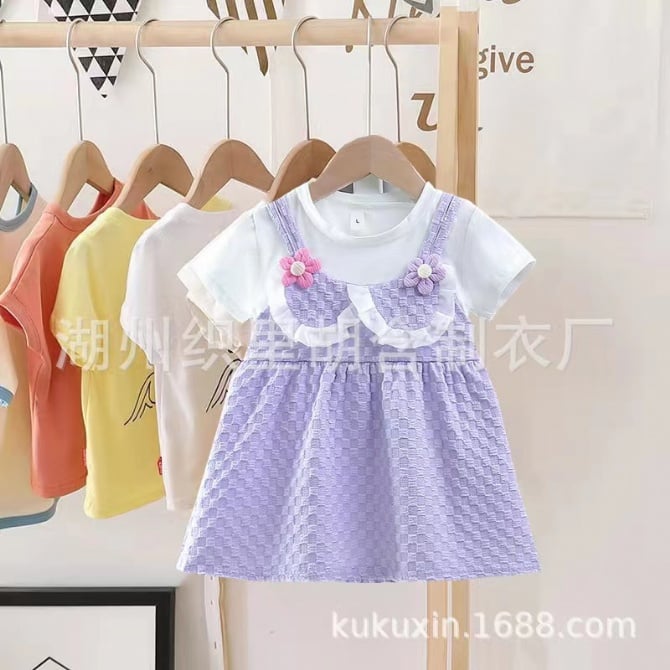 花朵短袖连身裙【3731】